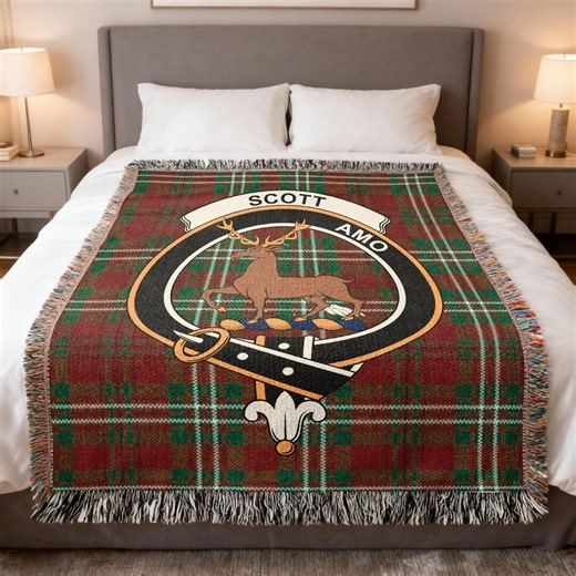Scott Clan Tartan Woven Blanket, Heritage Scottish Home Decor, Premium Throw - Etsy