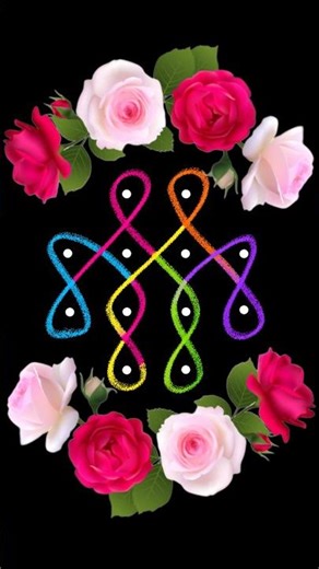 Beautiful Colorful Rangoli Design 🌈 | Easy Kolam Design | Daily Muggu Art #shorts