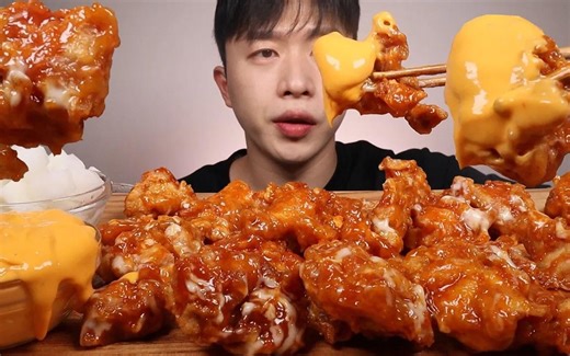 【Seabear】吃播 甜辣酱炸鸡&泡菜萝卜_哔哩哔哩_bilibili