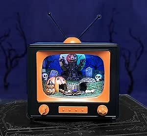 Halloween Spooky Graveyard Scene LED Lighted Musical TV with Animated Train