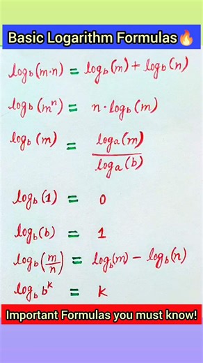 Master Logarithm Rules in Seconds! ✍️ | Important Math Formulas #maths #shorts #viral #ytshorts