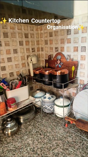 Kitchen Countertop Organisation | Small Indian Kitchen Storage Ideas ✨#ytshorts #kitchenorganization
