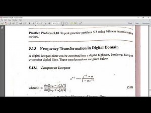 Digital signal processing Module 4 Part 9 -Frequency Transformation in Digital Domain