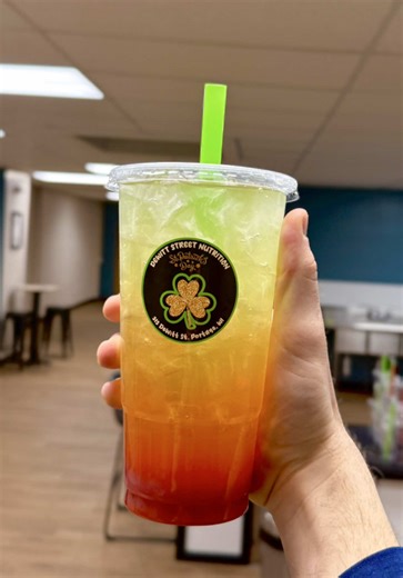 You’ll feel a little Luckier after you drink our Limited Edition Lucky Leprechaun 🍀 Flavors: orange, pineapple, blue raspberry, cherry💚 Try it today! #lucky #dewittstreetnutrition #siplocal #fyp #trending