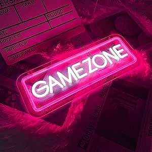 Gamer Neon Sign Dimmable Game Zone Neon Signs for Game Room Decor Gaming Sign for Girls Room Decor USB Powered Gamer Gifts for Teens, Girls, Kids（Pink）