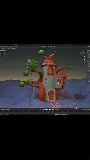 Blender Beginner Creates Stunning Treehouse #blendertutorial #3dmodeling #shorts