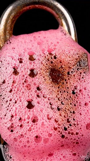 Cleaning Rusty Padlock With Pink Foaming Spray
