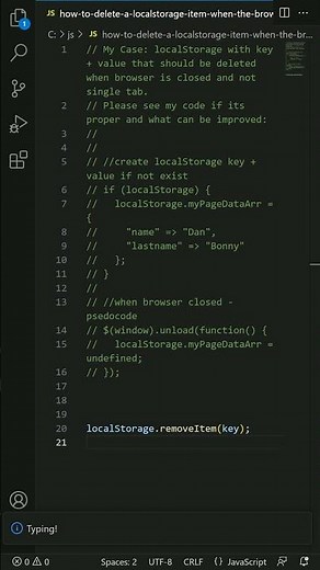 javascript - How to delete a localStorage item when the browser window/tab is closed?