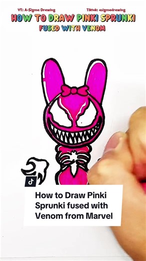 Drawing Tutorial: Pinki Sprunki Fused with Venom