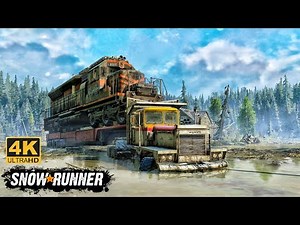 Pacific P16 Struggling Towing Train Through Swamp Terrain In SnowRunner Season 15 #snowrunner #truck