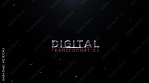 Digital Transformation Text Animation, Digital Transformation Video, Cinematic Digital Transformation Text Animation Effect On Black Background, 3D Digital Transformation Text Animation Video Stock Video