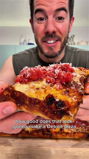 Detroit Pizza Traybake — Thick, Crispy-Edged Homemade Pizza