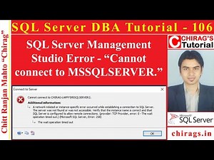 SQL Server Management Studio Error - Cannot connect to MSSQLSERVER #sql #sqlservermanagementstudio