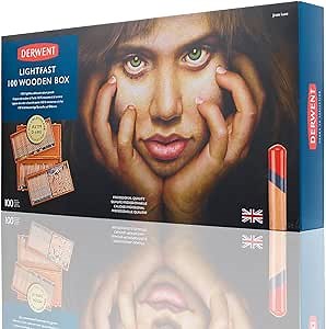 Derwent Lightfast Colour Pencils, Professional Quality, Wooden Box Set of 100, 2305693