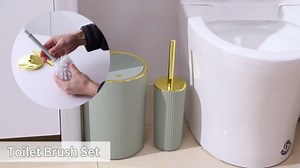 Sage Green and Gold Bathroom Accessories Set - Bathroom Sets, 25PC Bath Accessory Set, Bathroom Sets with Push Top Trash Can, Shower Curtain and Rugs, Toilet Brush, Trash Can & Soap Dispenser
