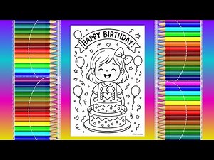 Happy birthday 🎂🎈 coloring | kids coloring | coloring pages | learn colors | coloring | colors |cake
