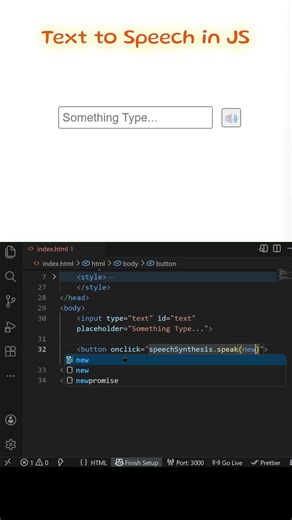 convert text into voice using JavaScript #webdevelopment #coding #programming