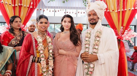Nora Fatehi travels by train to attend teammate's wedding, dances with groom