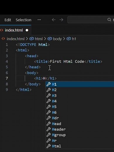 Write first html code in visual studio code 👩🏻‍💻 #coding#html #codingforbeginners #tutorial #vscode