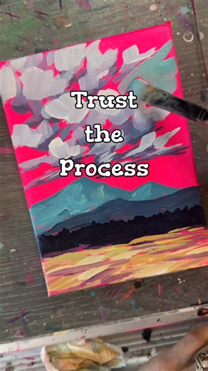 Brigitte De Marco | Arizona Artist & Muralist on Instagram: "This works sold before I could even post this video, but I wanted to show it anyways. The bright pink paint always hurts my eyes in the very beginning, but I know if I just continue on with the process it will become something beautiful. I love the way the bright color peaks through the normal nature tones. Here’s the process of a piece from vibrant under painting to finished, varnished, and framed."