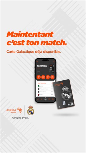 Afrika Banque Côte d'Ivoire on Instagram: "💳🏟️ La carte Galactique est disponible ✅ Sans compte bancaire 📲 Rechargeable via mobile money ou en agence 🎯 Version virtuelle et physique ⚽ Avantages exclusifs avec le Real Madrid Télécharge l’app Galactique et entre dans une nouvelle dimension. Maintenant, c’est ton match. Bienvenue dans l'équipe"