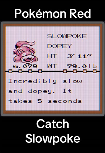 Pokemon Red Blue Catch Slowpoke #nintendo #gameboy #retrogaming #gameplay #pokedex