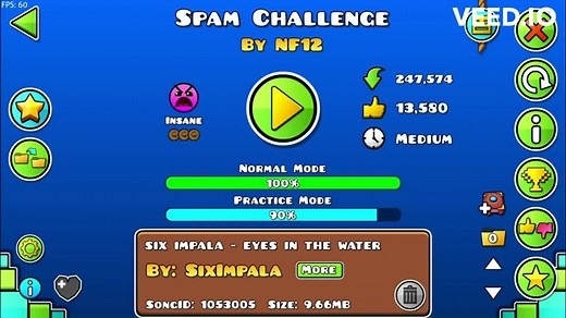 Geometry Dash Spam Challenge - 100% Completion