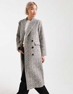 French Connection double breasted formal coat in grey check | ASOS