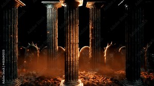Horror Old Architecture VJ Loop Old columns, plates and graves are combined to made a horror and gothic envinronment to thrill your audience. Perfect for use on VJ thematic sets, metal and gothic