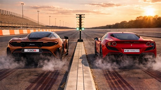 Ferrari F8 Tributo vs McLaren 720S drag race