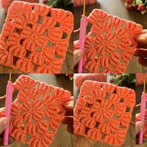 23K views · 67 reactions | Wow!!~♡ Easy Puff Flower Crochet Square Tutorial | Step by Step for Beginners #crochet | defne9262 | Facebook
