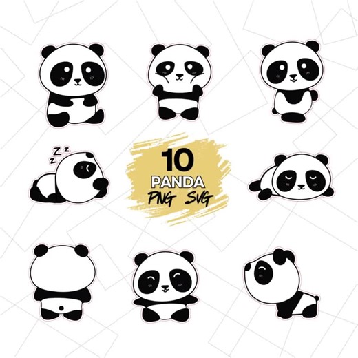Panda Svg Bundle, Cute Panda Clipart, Baby Panda PNG, Cartoon Panda PNG, Monogram Panda, Red Panda Clipart, Kawaii Panda Svg - Etsy