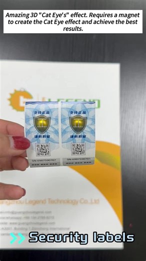 Security ink (Optical variable magnetic ink) is printed on sticky labels. Use a magnet to make the effect you want. #ink #security #print #printing #OVI #OVMI #label #sticker #cateye