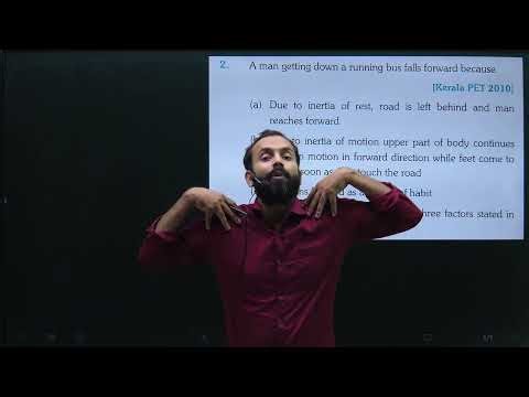 Q-2 NEET Newton's Laws of motion from errorless: A man getting down a running bus falls forward bec