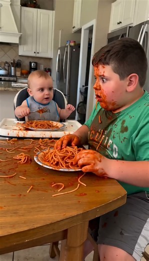 Baby vs Big Brother... Food Fight Gone Wrong!#Shorts #FunnyBaby #FoodFight #Comedy #Family #Viral