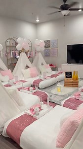 Annie’s feeling 22 🎶🤍 White tones, pink touches, and bubbly vibes 🥂💗 Watch us set up the perfect slumber party for Annie’s 22nd birthday ✨🎉 #teepeesleepover #slumberparty #birthday #champange #oklahoma | Unforgettable Events OKC