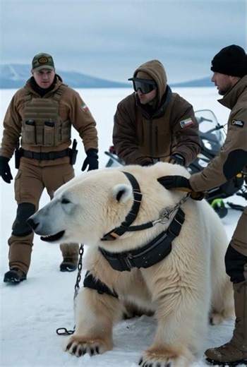 skilled rangers conducting a controlled restraint operation on a large polar bear