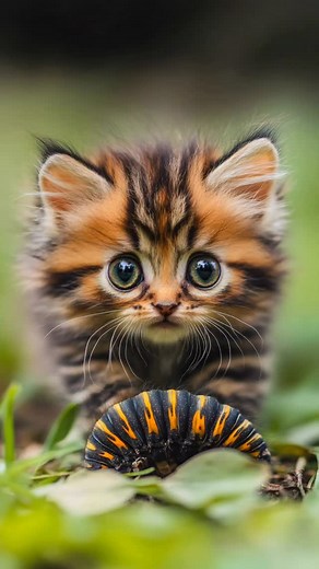3.7K views · 1.9K reactions | First contact with nature  This tiny explorer just discovered a caterpillar  Too pure for this world  #kitten #cat #tinycat #curiouskitten #adorablecats #cutekittens #kittensofinstagram #catsofinstagram #dailycute #catoftheday #fluffykitten #purrfect #unrealcat #viralreels #reelsviral #fyp #catsoftiktok #petlovers #natureandcats #kittenexplorer | Wish Ai Creator | Facebook