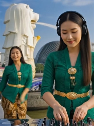 Dj Keko di Merlion Park Singapura: Kebaya Adat Jawa
