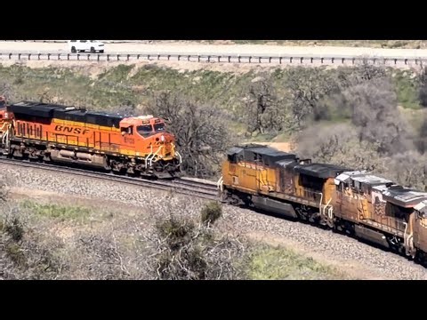 BNSF and UP freight trains in the Tehachapi loop