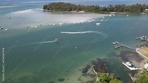 Timelapse of boaters enjoying the weekend in Sarasota, Florida and Jewfish Key. A popular weekend sand bar party spot Stock Video