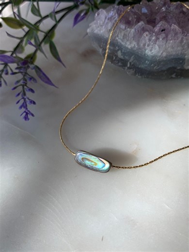 Abalone Shell Beaded Necklace – Colorful Seashell Pendant on Gold Filled or Sterling Silver Chain - Etsy