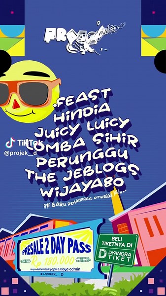 Projek-D Vol. 4 mempersembahkan .Feast, Hindia, Juicy Luicy, Lomba Sihir, Perunggu, The Jeblogs, Wijaya 80, DAN MASIH BANYAK LAGI! Tenang, ini baru pemanasan.. Ditunggu yaa🫶🏻✨ Mau ngajak siapa aja nih buat nonton bareng? Mention doi, bestie, keluarga, bahkan tetangga klen di kolom komentar dan share postingan ini yang banyak!🫵🏻 Tiket presale 2 day pass yang harganya ramah kantong itu (re: Rp 180.000) masih ada di dyandratiket.com loh, gas sikat sekarang juga! #ProjekD #SehidupSeparty