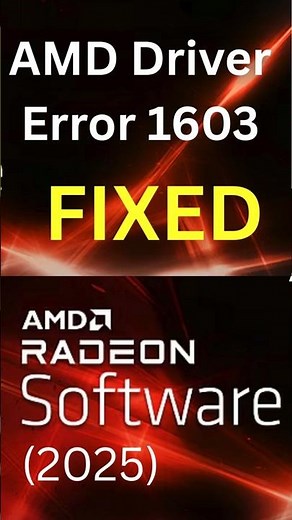 Fix AMD Error 1603 in Windows (2025) #shorts