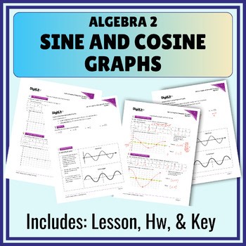 Sine and Cosine Graphs Guided Notes, Worksheets, Hw 10th-12th Grade Algebra 2