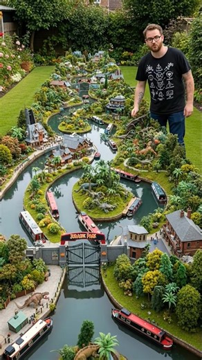 Jurassic park miniature canal with narrowboats #canalboat #canal #boating #narrowboat #jurassicpark | Canal Boats