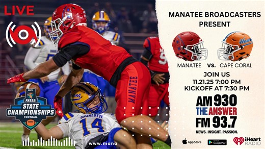 GAMEDAY! Round 2 of the 2025 FHSAA Championships is tonight! 🔥 Listen LIVE on WLLS via iHeartRadio 🎧 Join Manatee Broadcasters for the Shake Pit Countdown at 7 PM ⏱️ Kickoff at 7:30 PM! 🏈 Let’s go Canes! 🌪️❤️🖤 | Manatee Football