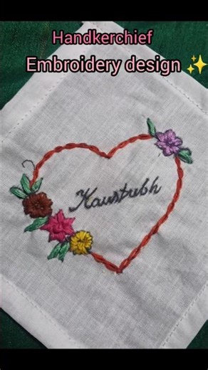 Handkerchiefs Embroidery Design with Name Perfect Handmade Gift Idea!#handembroidery #shortvideo