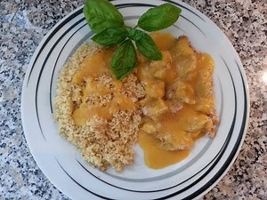 Thermomix TM 31 Hähnchen mit Mandel Couscous in Aprikosensoße