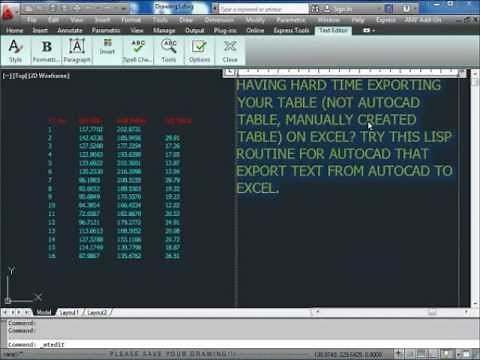 export autocad text to excel